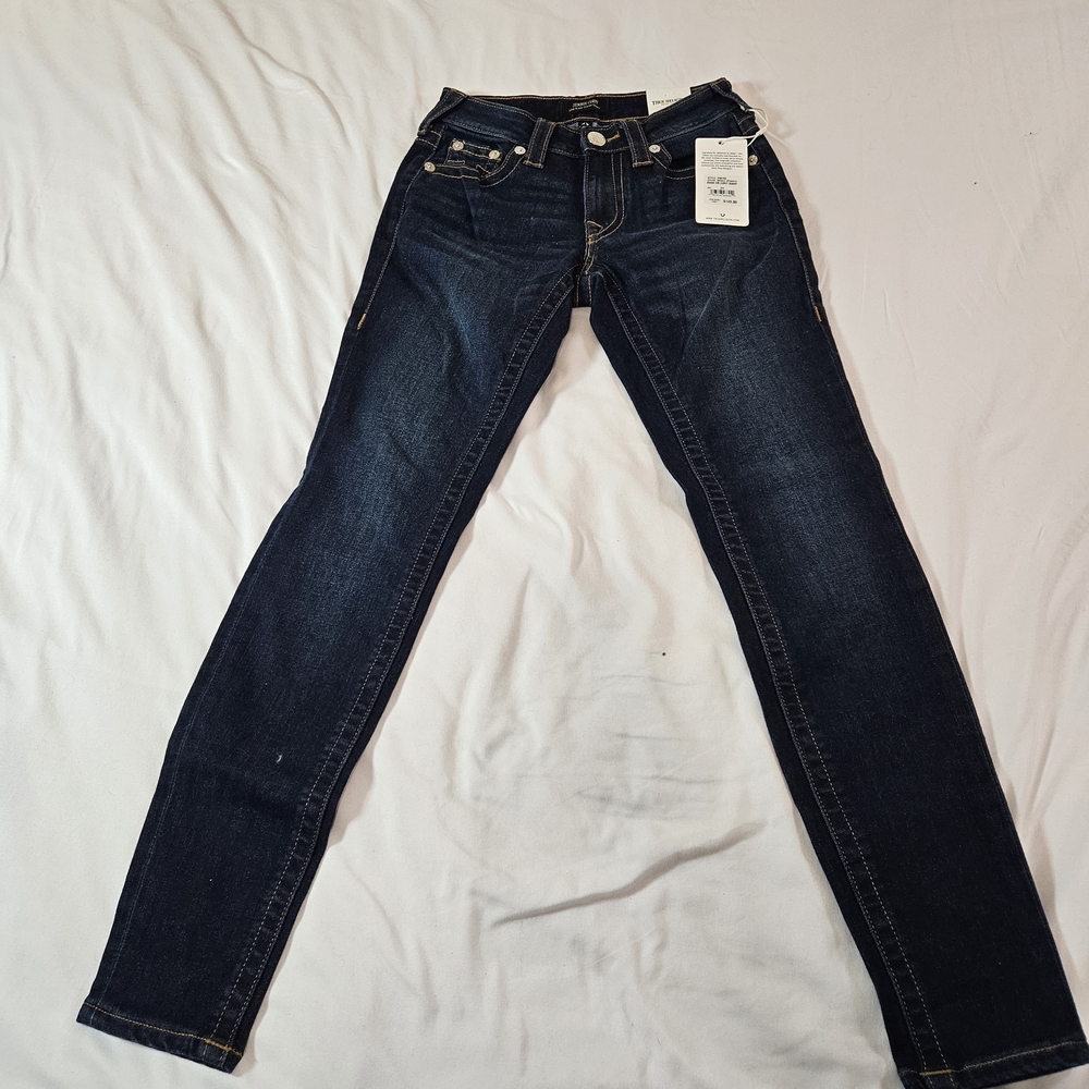True Religion Jennie Curvy Mid Rise Skinny Jeans Stretch Womens Size 24 $149